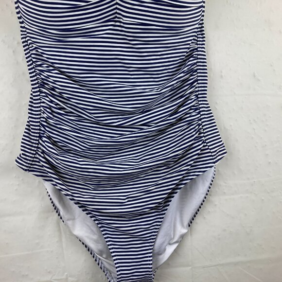 NIP TUCK Size 10 Blue White Striped Multi Fit Cup One Piece Bathing Swimsuit - Picture 4 of 9